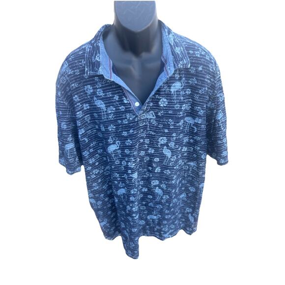 Tommy Bahama Shirt Mens Size XXXL Polo Blue Floral Short Sleeve (AF14) - Picture 1 of 4